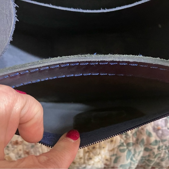 Blue Leather Handbag.  NWOT - Picture 6 of 9